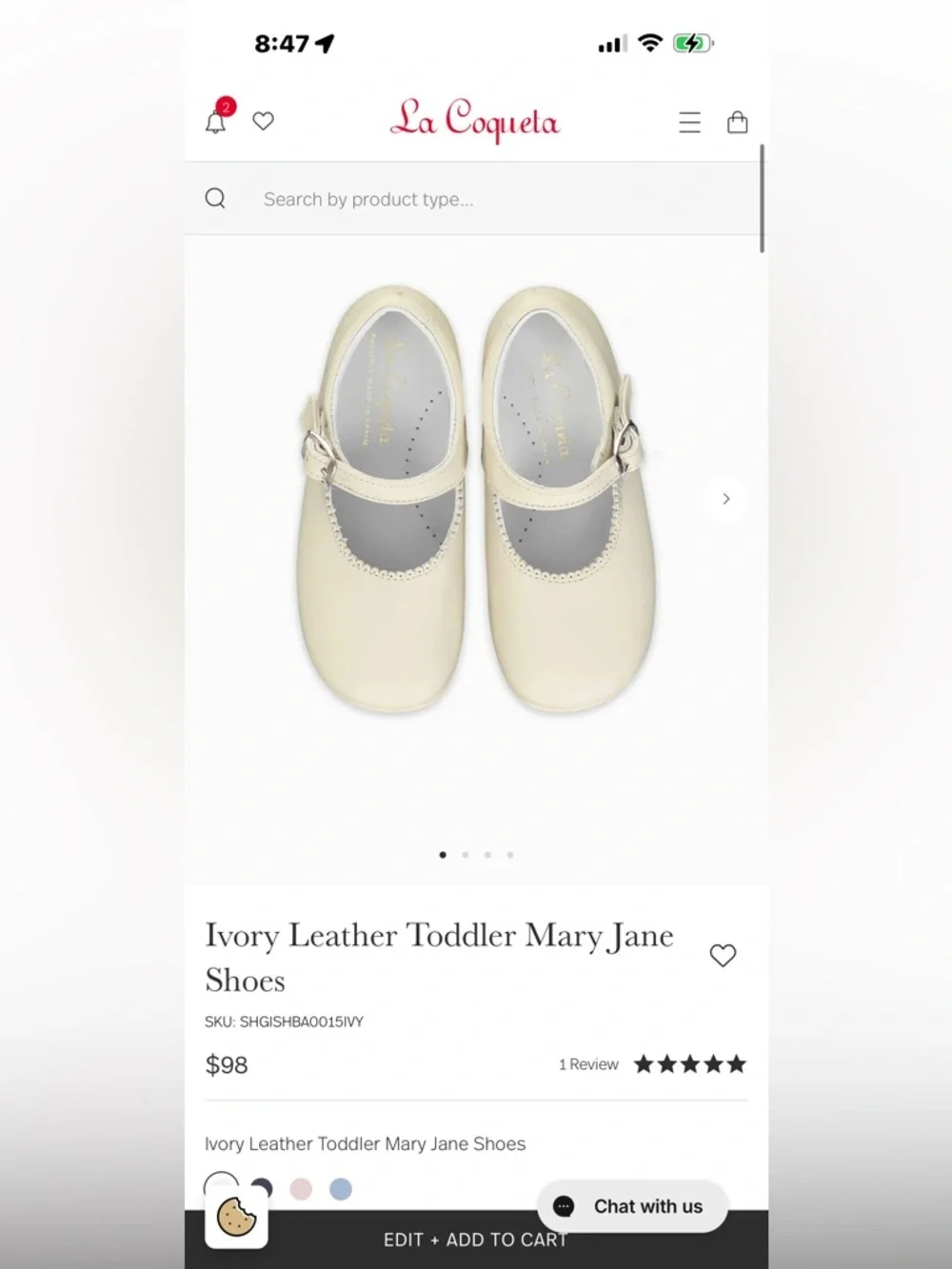 La Coqueta Ivory Nappa Leather Toddler Mary Jane Shoes Size 25 (9 US)